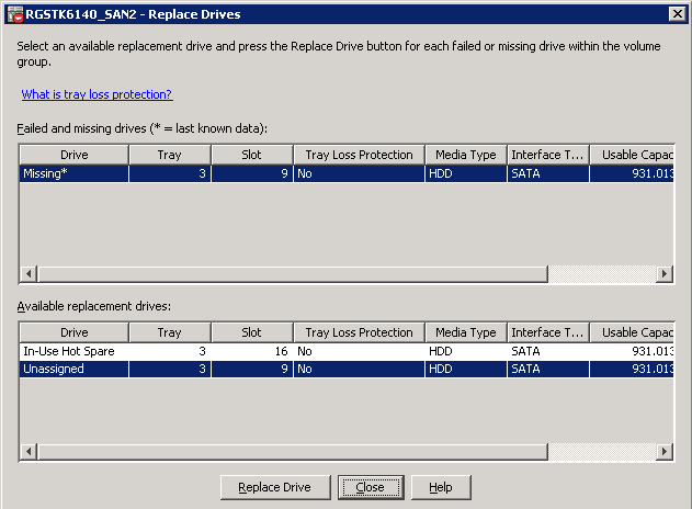 Select drives to replace